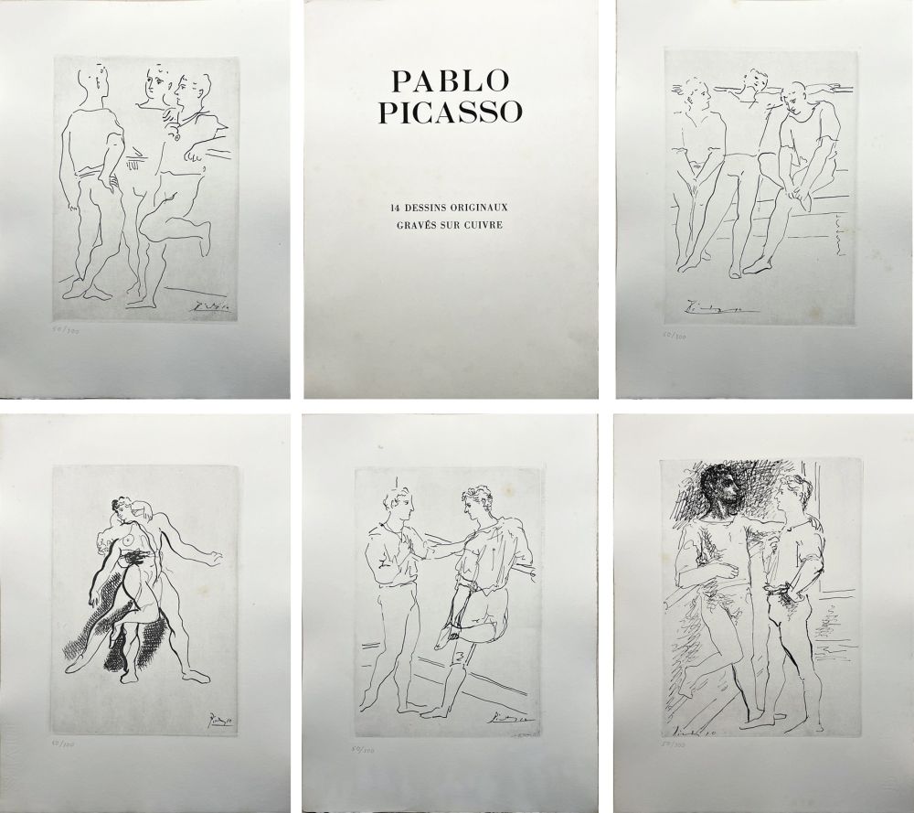 Gravure Picasso - 14 DESSINS DE PICASSO (Grâce et Mouvement) gravés sur cuivre (1943).‎