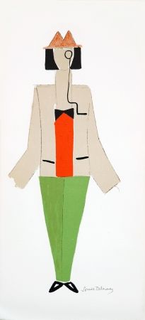 Lithographie Delaunay - 1921 costume for Dada party in Paris