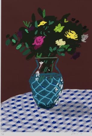 Multiple Hockney - 21st March 2021, Purple and Yellow Flowers in a Vase