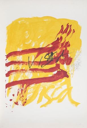 Lithographie Tàpies - 7 from Als Mestres de Catalunya
