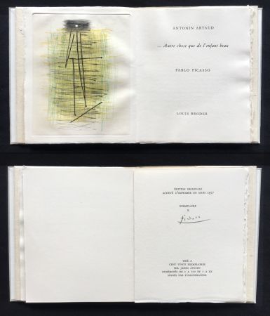 Livre Illustré Picasso - A. Artaud: AUTRE CHOSE QUE DE L'ENFANT BEAU. Célèbre gravure originale en couleurs (1957).
