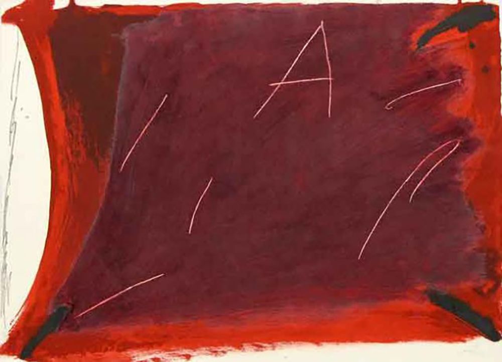 Gravure Tàpies - A Damunt Vermell 1