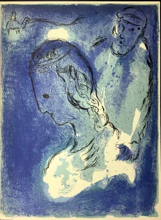 Lithographie Chagall - ABRAHAM ET SARAH. Lithographie originale pour LA BIBLE