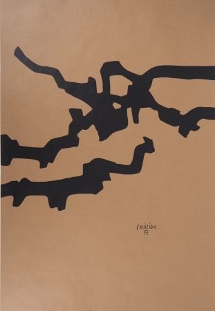 Lithographie Chillida - Abstraction aux lignes noires