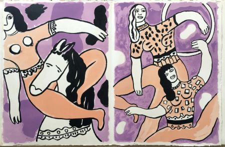 Lithographie Leger - ACROBATES ET JONGLEUSES  (LE CIRQUE 1950)