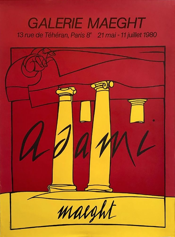 Lithographie Adami - ADAMI 80 : Affiche en lithographie originale pour l'exposition Galerie Maeght.