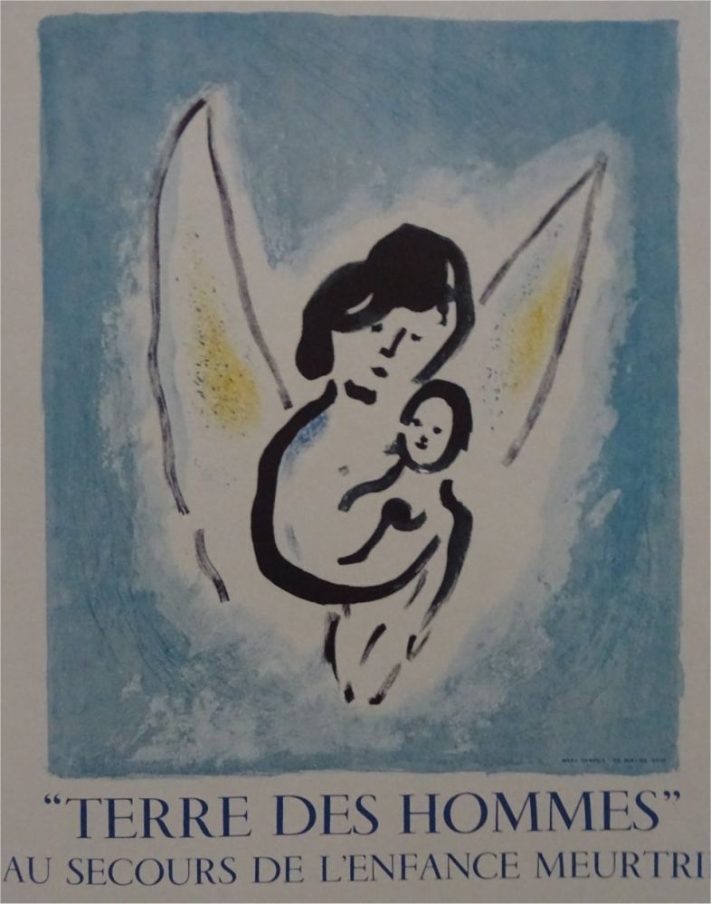 Lithographie Chagall - Affiche lithographie Terre des Hommes