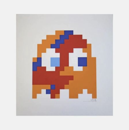 Sérigraphie Invader - Aladdin sane orange