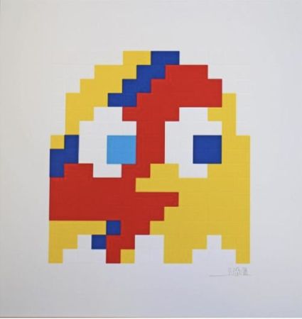 Sérigraphie Invader - Aladdin Sane (Yellow)