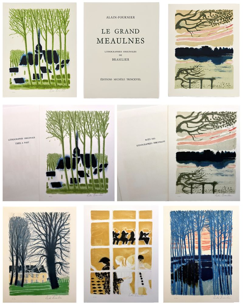 Livre Illustré Brasilier - Alain-Fournier : LE GRAND MEAULNES. Avec une lithographie signée et une suite des 12 lithographies signées (Paris, 1980)