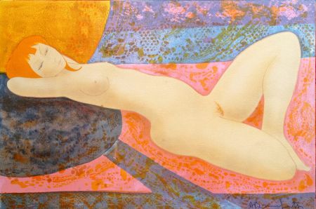 Lithographie Bonnefoit - Alain Bonnefoit - Nude 2, Chromolithograph on Arches paper, Hand signed, cca 70-80's