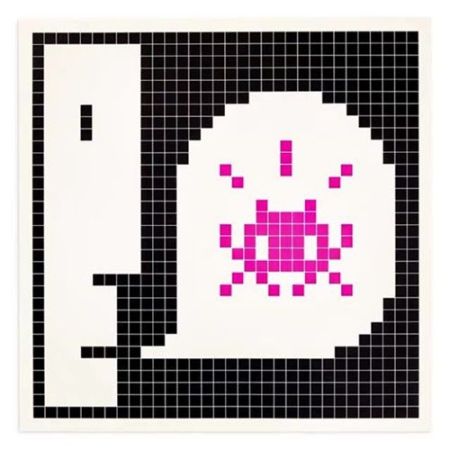 Sérigraphie Invader - Alert : System Infected (Magenta)