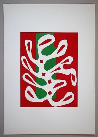 Lithographie Matisse - Algue sur fond rouge et vert