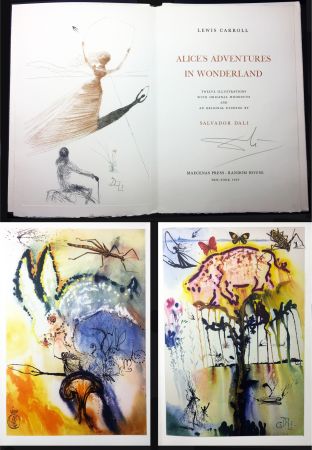 Livre Illustré Dali - ALICE IN WONDERLAND. 1 eau-forte et 12 bois et héliogravures en couleurs (1969).