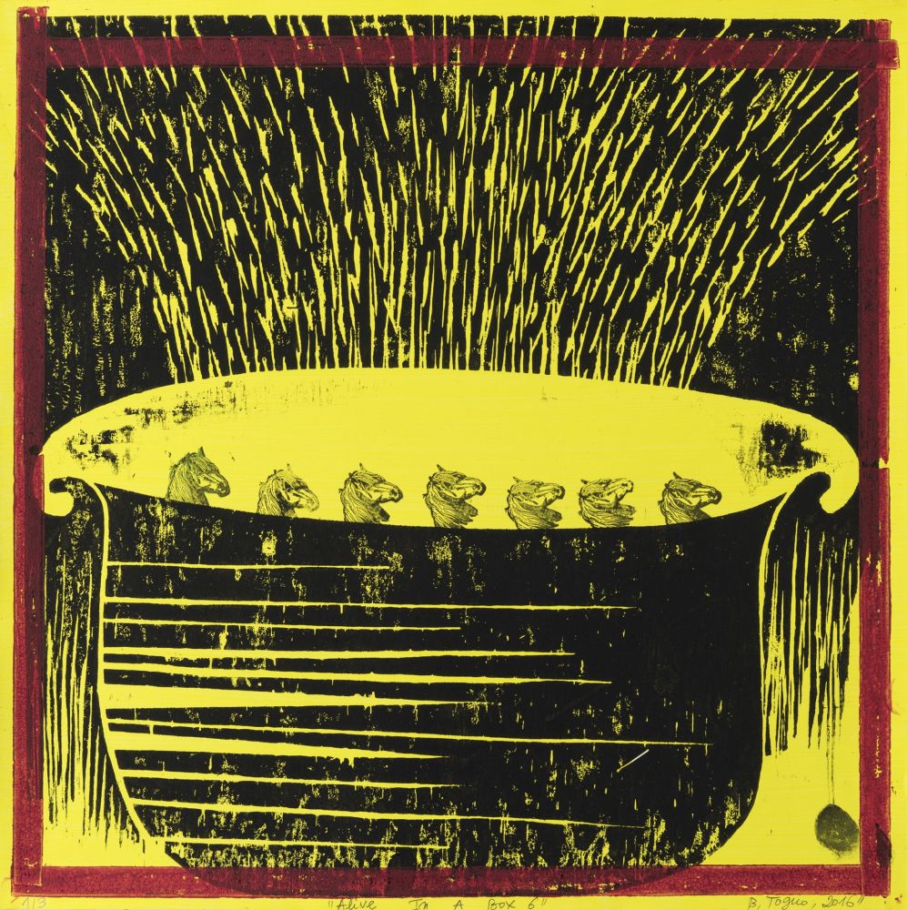 Gravure Sur Bois Toguo - Alive in a box 6