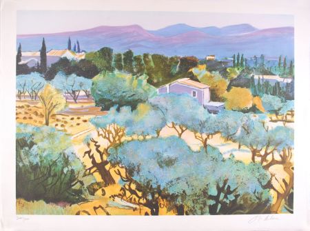 Lithographie Deluca - Alpilles