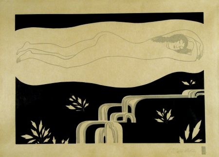 Gravure Sur Bois Czeschka - Am Bache (At the brook)