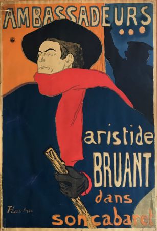 Lithographie Toulouse-Lautrec - Ambassadeurs - Aristide Bruant dans son cabaret (création 1892)