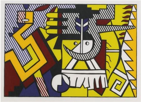 Gravure Sur Bois Lichtenstein - American Indian Theme VI