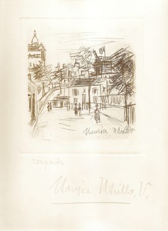 Gravure Utrillo -  Amitiés de Montmartre