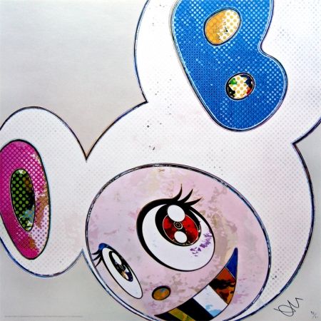 Lithographie Murakami - And Then x6 (White: The superflat method, pink and blue ears)