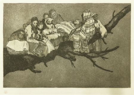 Eau-Forte Goya - Andarse Po Las Ramas; Disparate Ridiculo, (plate 3 from Los Proverbios)