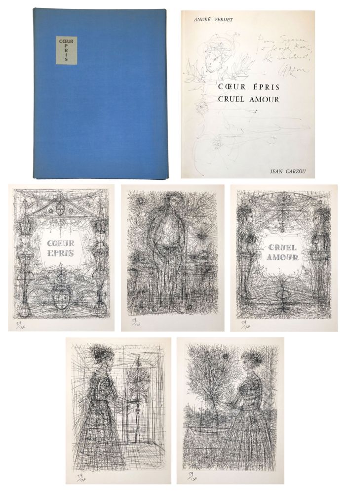 Livre Illustré Carzou - André VERDET Coeur épris, cruel amour. Pointes sèches originales de Jean Carzou