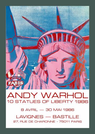 Lithographie Warhol - Andy Warhol '10 Statues Of Liberty' Original 1986 Pop Art Poster Print