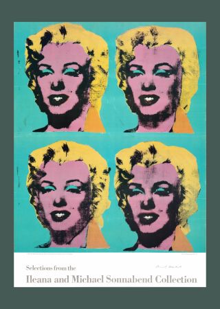 Lithographie Warhol - Andy Warhol: 'Four Marilyns' 1985 Offset-lithograph (Hand-signed)