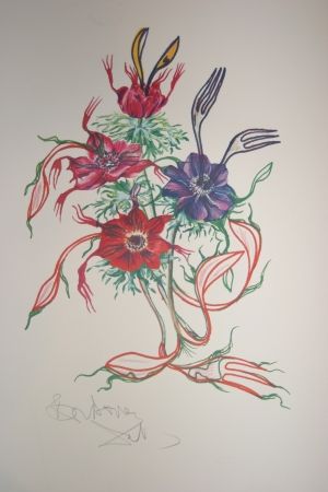 Lithographie Dali - Anemone (surrealistic flowers)