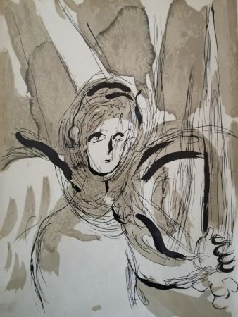 Lithographie Chagall - Ange à l'épée