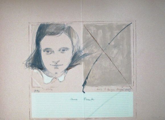 Linogravure Bru - Anne Frank