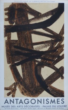 Lithographie Soulages - Antagonismes (Brou de Noix)