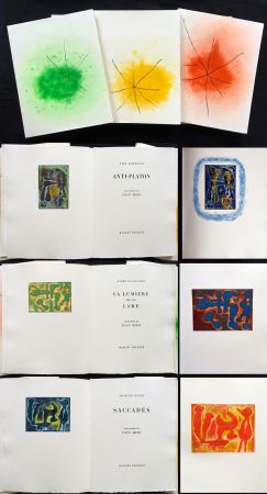 Livre Illustré Miró - ANTI-PLATON - LA LUMIÈRE DE LA LAME - SACCADES. 3 volumes. 24 EAUX-FORTES (1962).