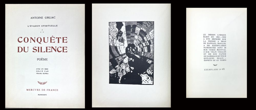 Livre Illustré Kupka - Antoine Orliac : CONQUÊTE DU SILENCE avec un bois gravé de Frank KUPKA (1936)