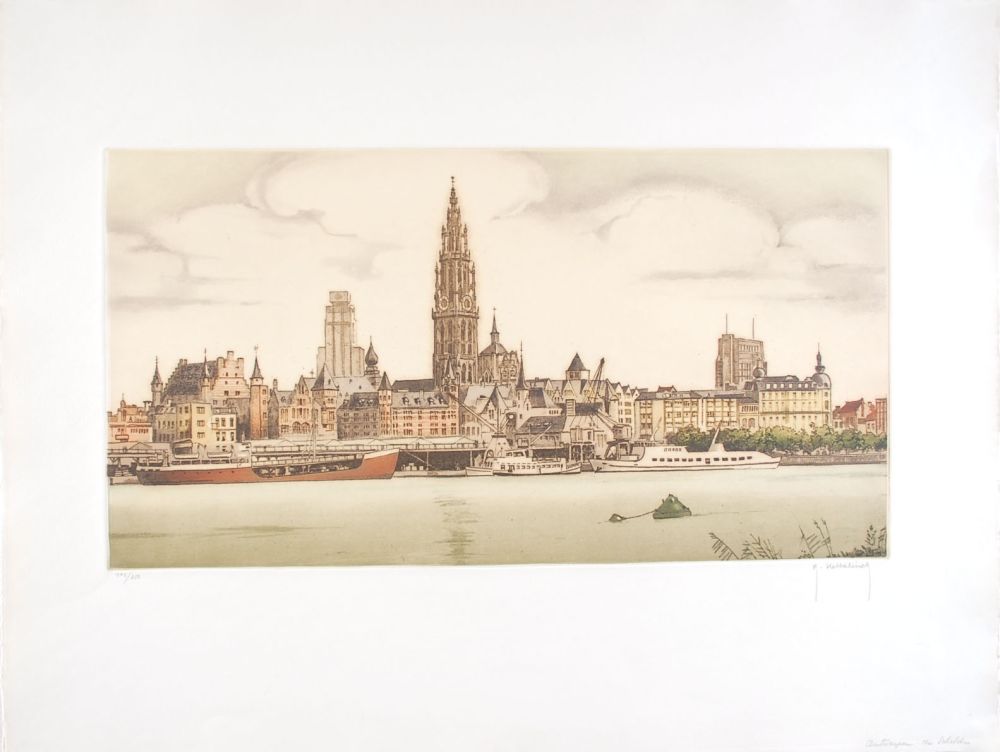 Eau-Forte Hebbelinck - Anvers : De Schelde
