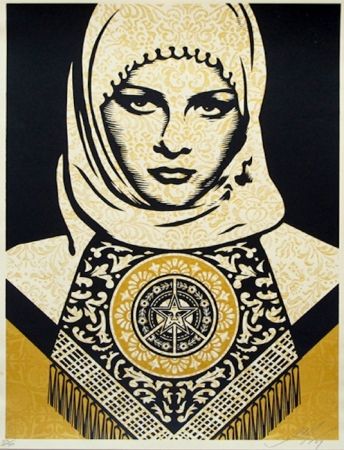 Sérigraphie Fairey - Arab Woman (Gold)