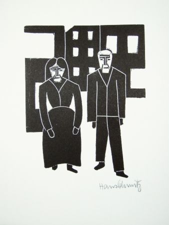 Linogravure Schmitz - Arbeiterpaar (Working Couple)