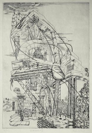 Gravure Vieillard - Architecture I (Economic Dirigee; The New Deal; The Tower)