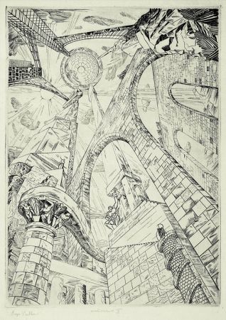 Gravure Vieillard - Architecture II (Tour de Babel)