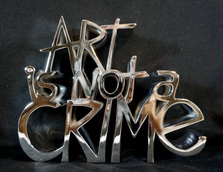 Multiple Mr Brainwash - Art IS Not A Crime Hard Candy Silver Sculpture
