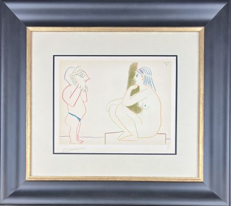 Lithographie Picasso - Artist and Model Sitting, from: Suite of 15 Drawings by Picasso