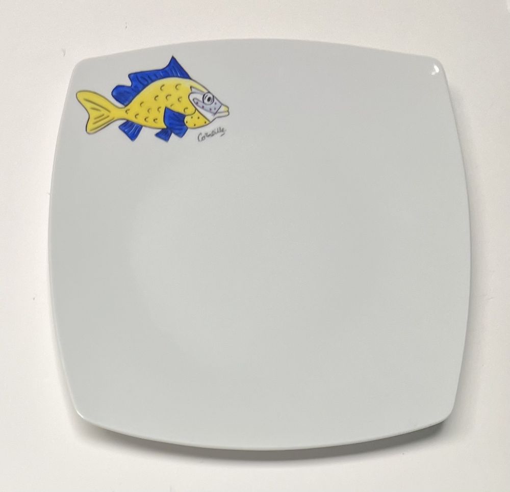 Céramique Corneille - Assiette Poisson Porcelaine de Limoges peinte à la main