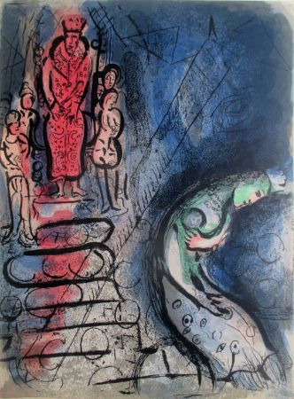 Lithographie Chagall - Assuérus chasse Vashti