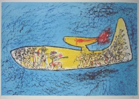 Lithographie Matta - Attentat d'Orly