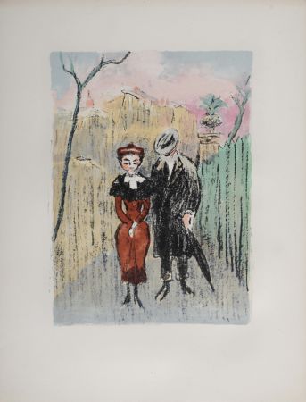 Lithographie Van Dongen - Au Beau Temps de la Butte : Les Amoureux, 1949