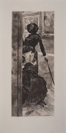 Gravure Degas - Au Louvre, la peinture, Mary Cassatt