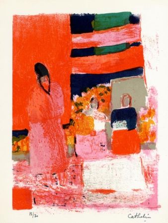 Lithographie Cathelin - Au Marché