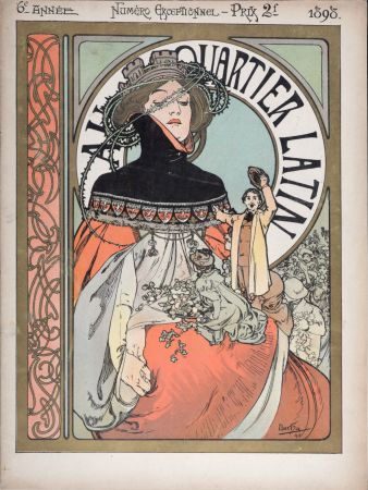 Lithographie Mucha - Au Quartier Latin, 1898