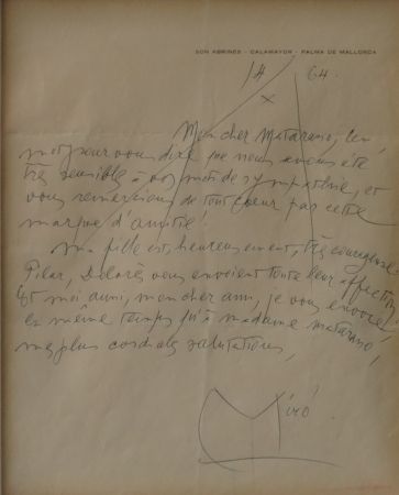 Aucune Technique Miró - Autographed letter